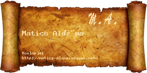 Matics Alóma névjegykártya